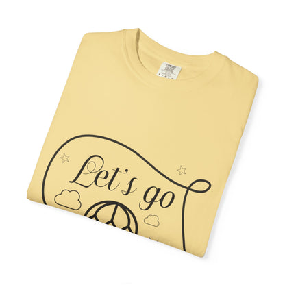 Let’s Go On An Adventure Nature Exploration Bonfire Travel Lovers Tee Freedom Hot Air Balloon Unisex Heavy Cotton T-Shirt