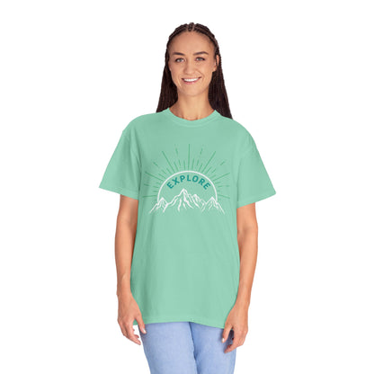 Funny Explore Mountain Adventure Tee Sarcastic Alpine Discover Camping Forest Unisex Heavy Cotton T-Shirt