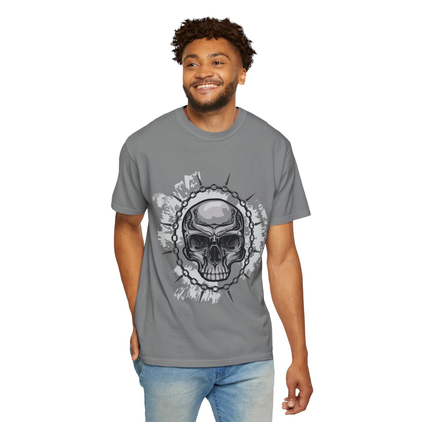 Chain Skull Cranium Head Anatomy Bones Trend Tee Horror Creepy Head X-ray Unisex Heavy Cotton T-Shirt