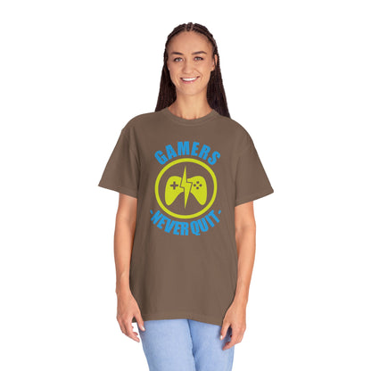 Inspirational Gamers Never Quit Virtual Immortality Forever A Gamer Immortalized In Pixels Unisex Heavy Cotton T-Shirt