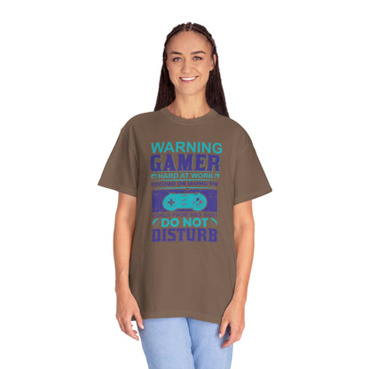 Funny Warning Gamer Do Not Disturb Digital Protector Virtual Heroism Sarcastic Battle Against Evil Unisex Heavy Cotton T-Shirt
