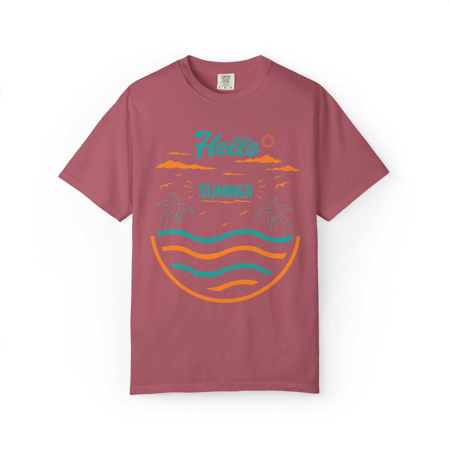 Exciting Hello Summer Sunrise & Sunburn Beach Days Ice Cream Summer Camp Unisex Heavy Cotton T-Shirt