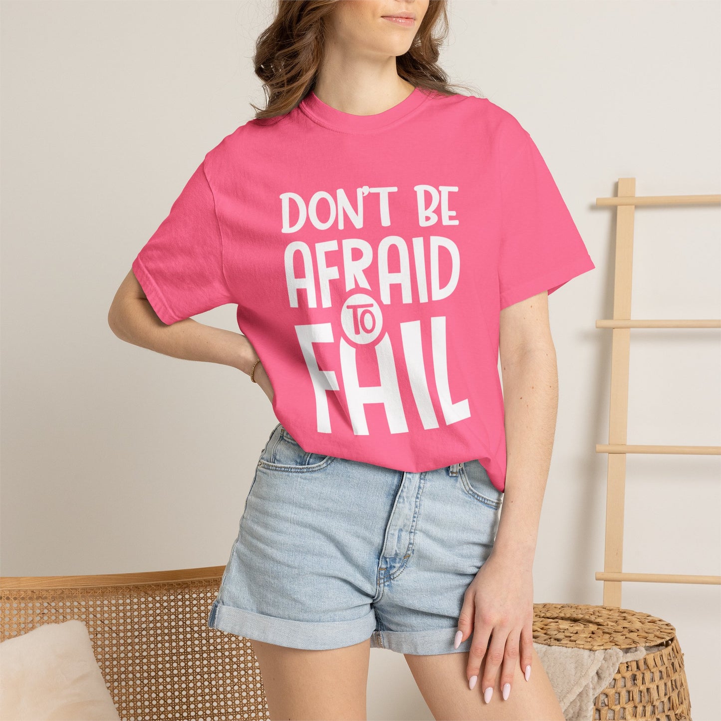 Motivational Don’t Be Afraid To Fail Hard Work Rise Above Positivity Determination Progress Dedication Unisex Heavy Cotton T-Shirt