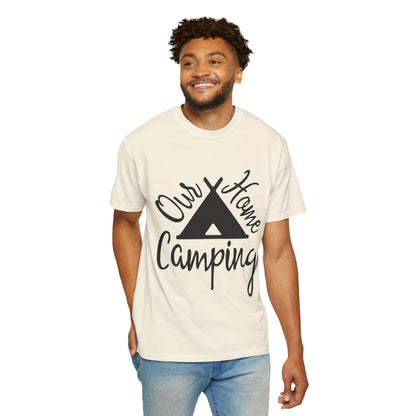 Our Home Camping Freedom Fighter Adventure Lovers Tee Nature Exploration Bonfire Travel Van Unisex Heavy Cotton T-Shirt