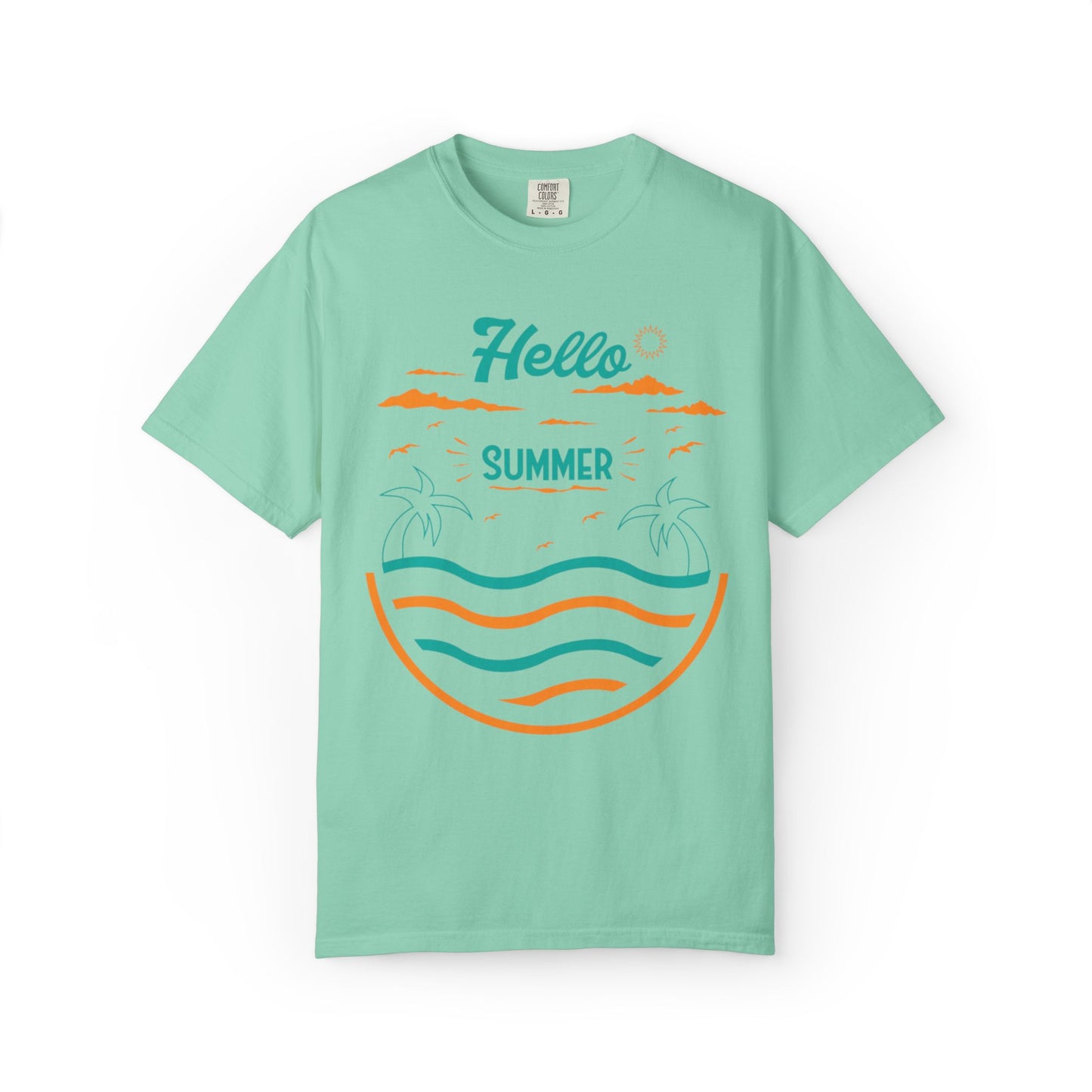 Exciting Hello Summer Sunrise & Sunburn Beach Days Ice Cream Summer Camp Unisex Heavy Cotton T-Shirt