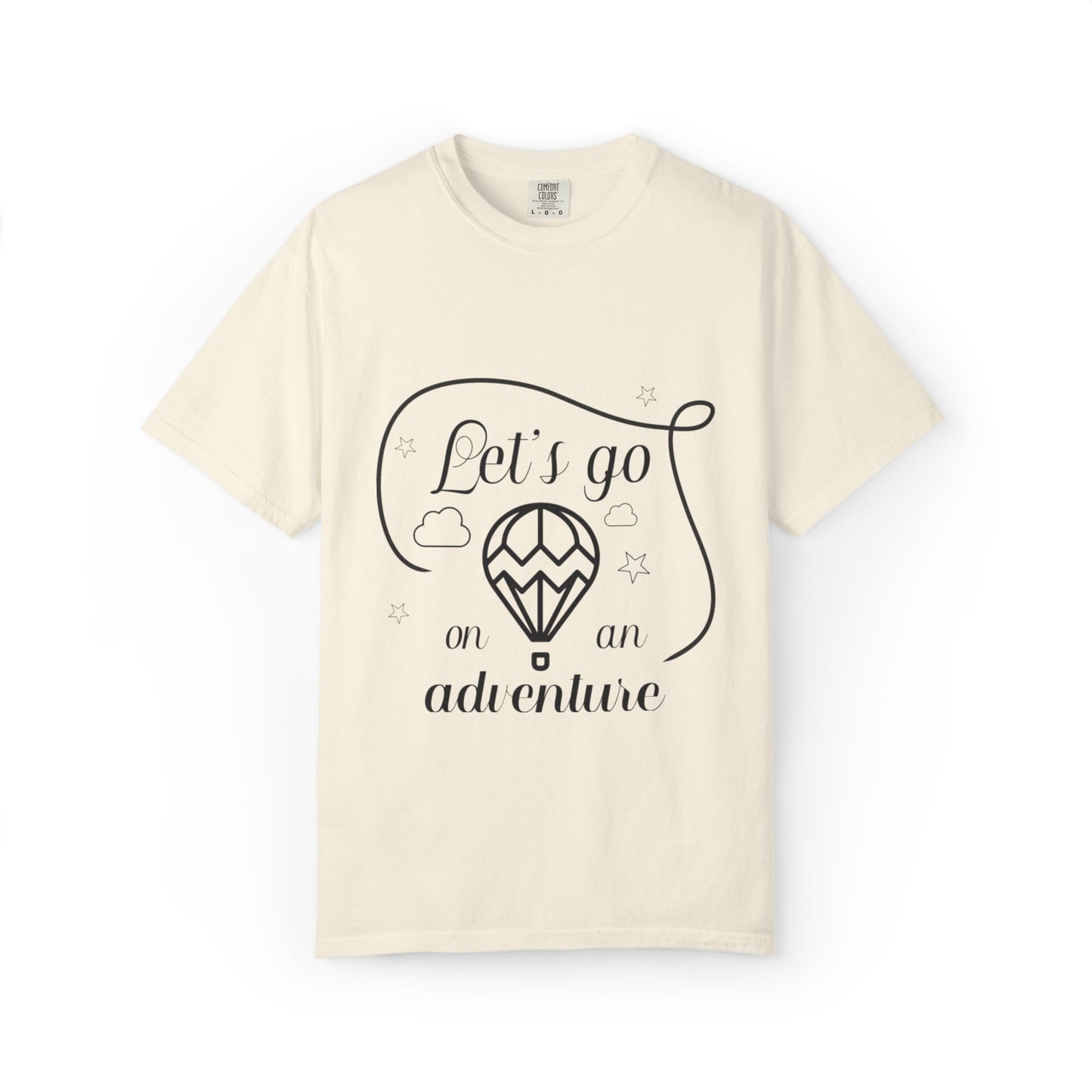 Let’s Go On An Adventure Nature Exploration Bonfire Travel Lovers Tee Freedom Hot Air Balloon Unisex Heavy Cotton T-Shirt