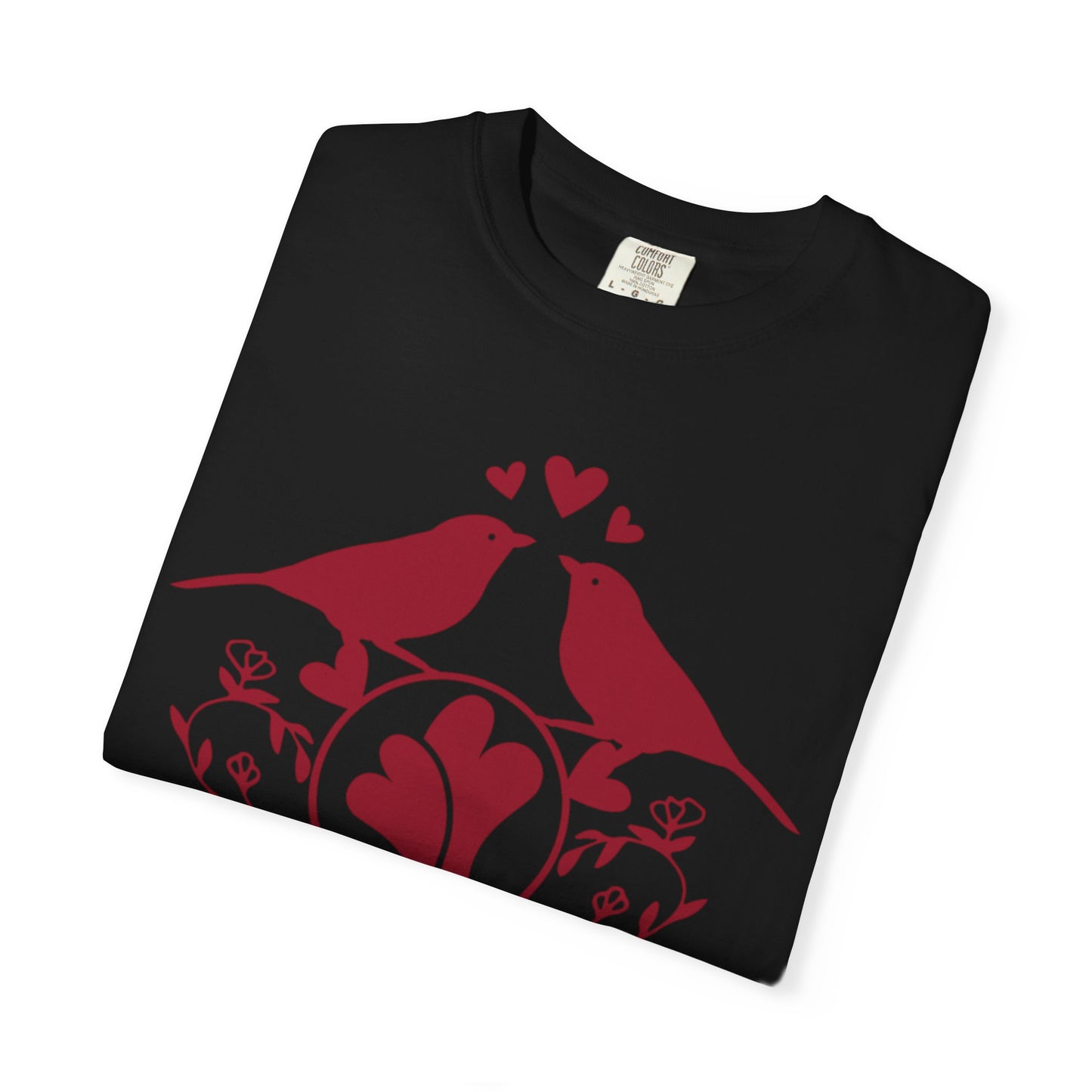 Romantic Love Birds Monogram Boundless Love Affection Lover’s Tee Infinite Bliss Butterfly Kisses Evergreen Romance Unisex Heavy Cotton T-Shirt