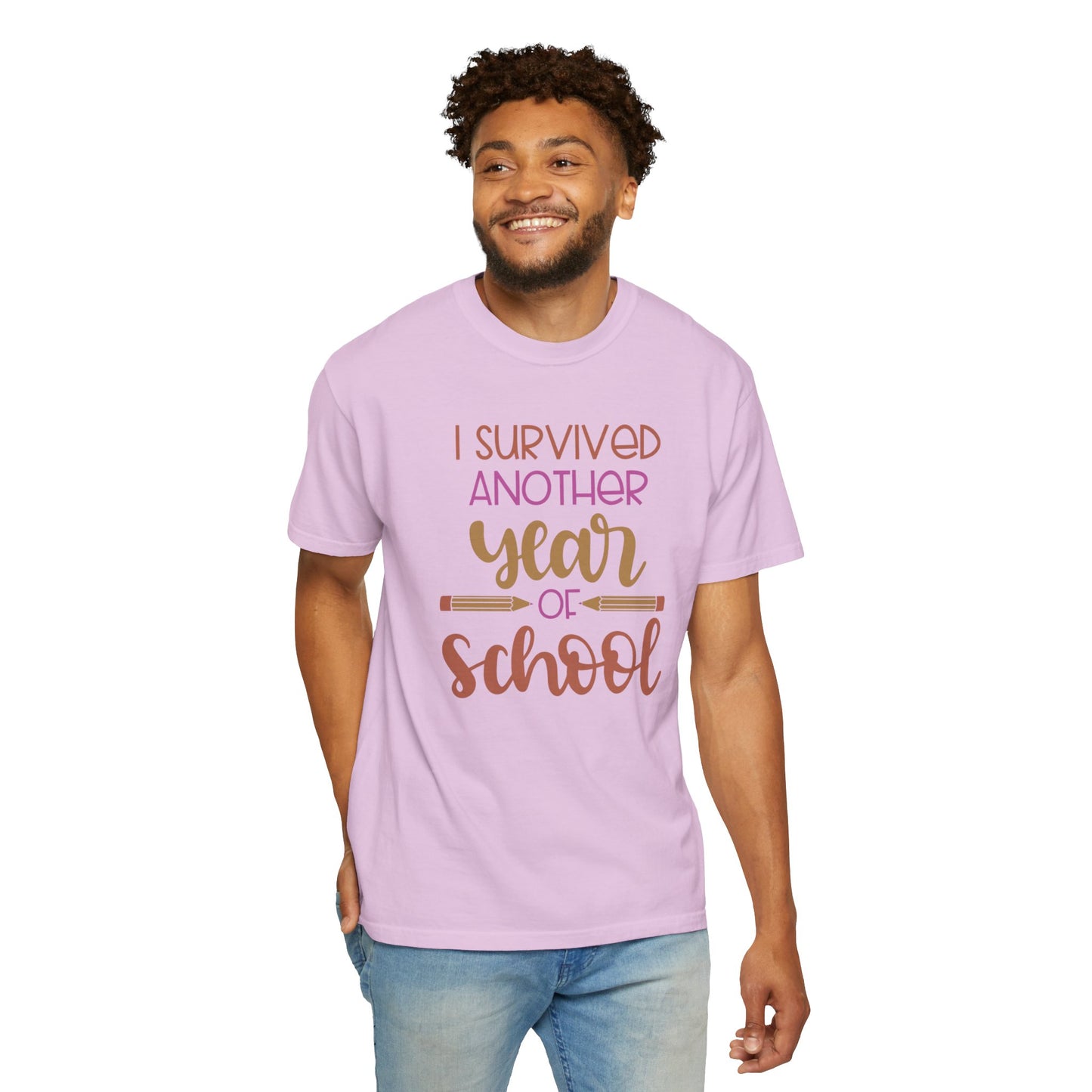 I Survived Another Year Of School Action Goal Setting Achievement Tee Self-Improvement Motivation Unisex Heavy Cotton T-Shirt