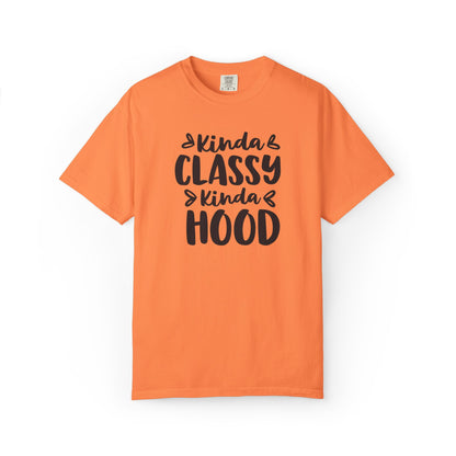 Kinda Classy Kinda Hood Street Style Tee High-Low Fashion Versatile Style Classy Attitude Unisex Heavy Cotton T-Shirt