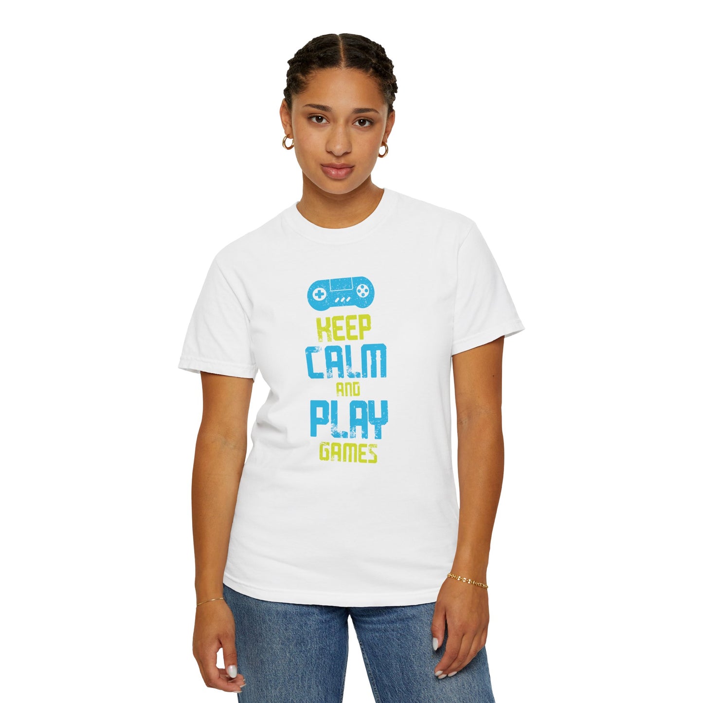 Funny Keep Calm And Play Games Pro Gamer Skills Gaming Mindset Sarcastic Gameplay Optimization Unisex Heavy Cotton T-Shirt