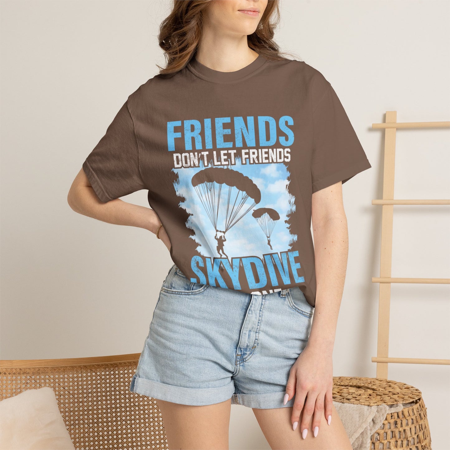 Adventurous Friends Don’t Let Friends Skydive Alone Thrill-Seeker Lifestyle Adventure Enthusiast Skydiving Community Unisex Heavy Cotton T-Shirt