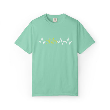 Funny Cycle Heart Beat Cycle Enthusiasm Pedal power Sarcastic Two Wheeled Adventures Unisex Heavy Cotton T-Shirt