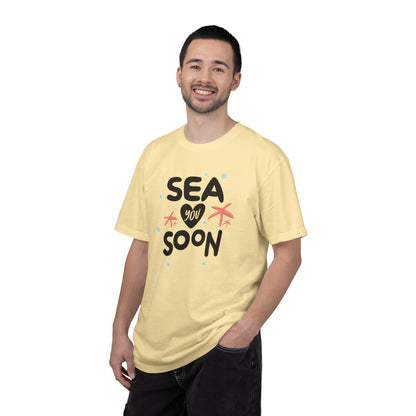 Sea You Soon Sarcastic Tee Ocean Wordplay Seaside Lover Summer Goodbye Ocean Trip Unisex Heavy Cotton T-Shirt
