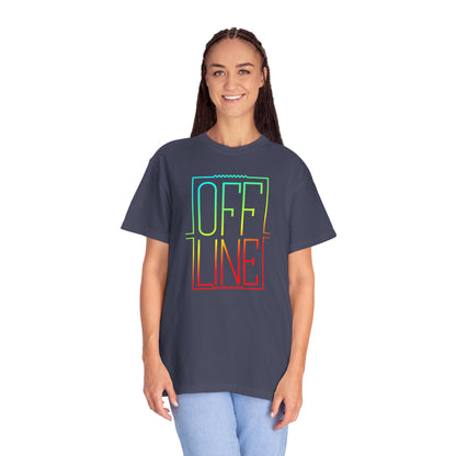 Offline Graphic T-Shirt — Retro Neon Text Tee