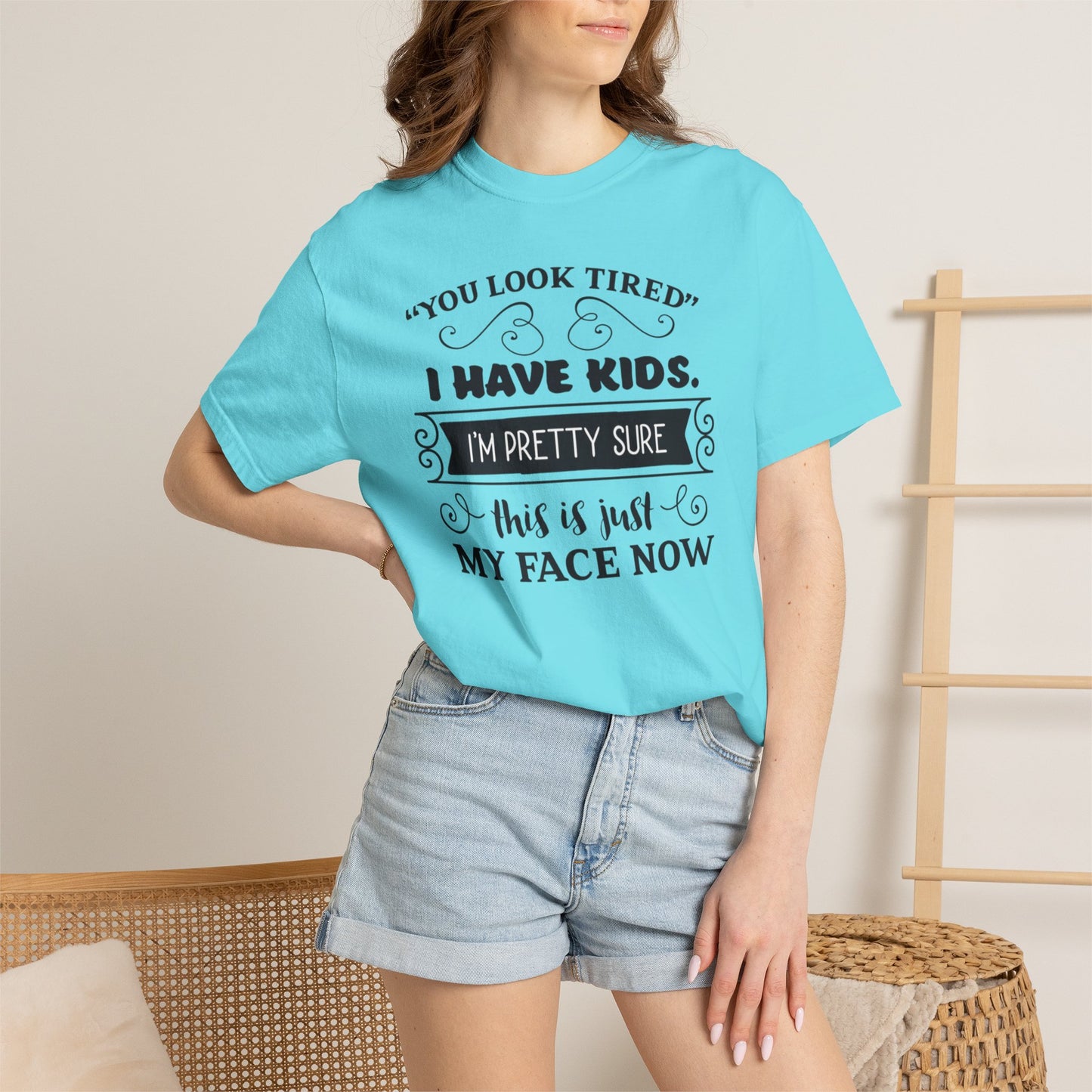 I Have Kids I’m Pretty Sure This Is Just My Face Now Strong Motherhood Tee Parenting Magic Fantasy Reality Wonder Woman Unisex Heavy Cotton T-Shirt