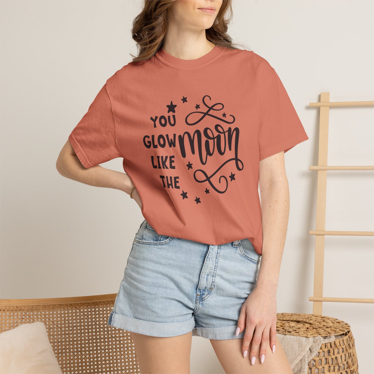 You Glow Like The Moon Inner Beauty Fashion Tee Body Positivity Wellness Forever Young Healthy lifestyle Unisex Heavy Cotton T-Shirt
