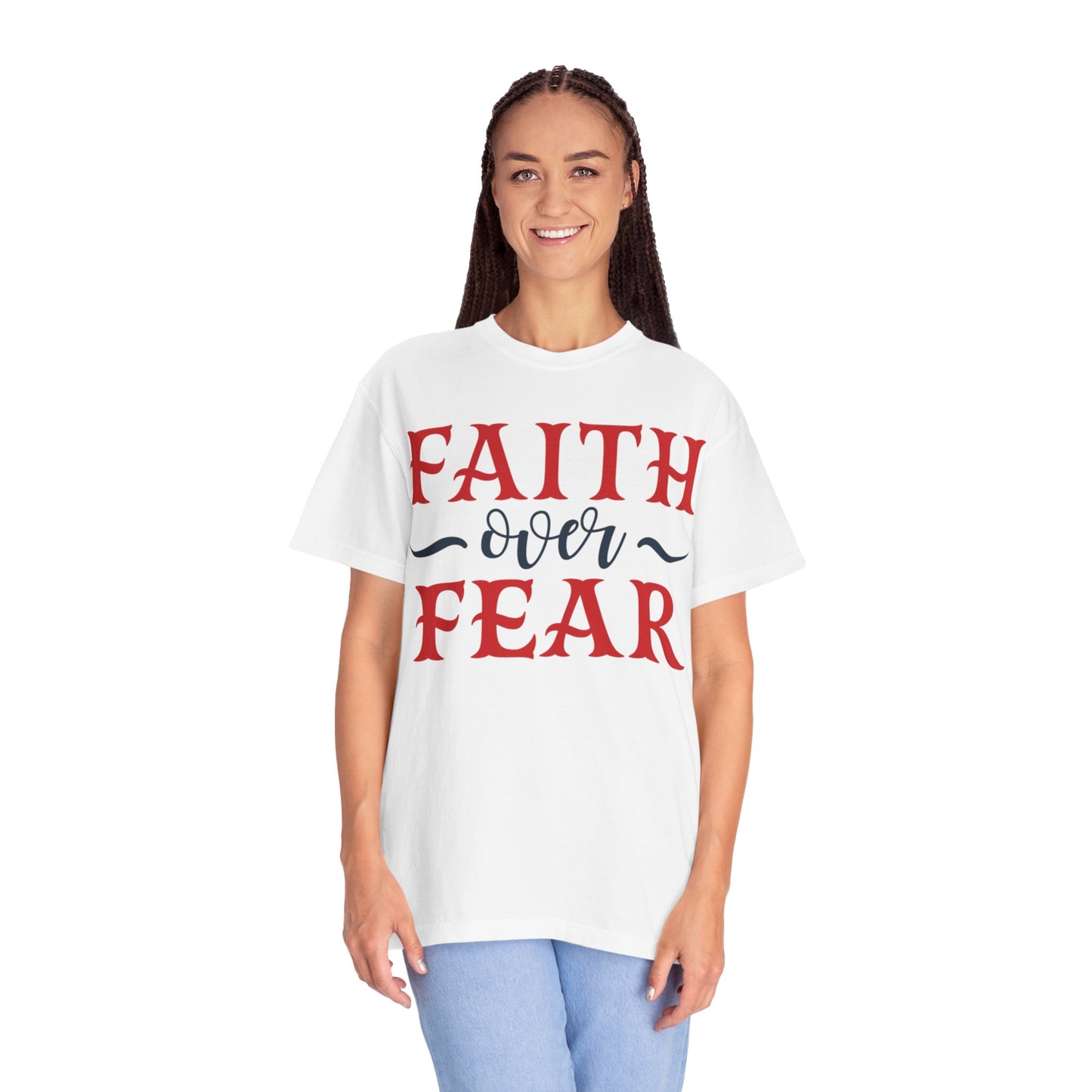 Faith Over Fear Stop Wishing Start Doing Action Goal Setting Modern Tee Achievement Self-Improvement Unisex Heavy Cotton T-Shirt