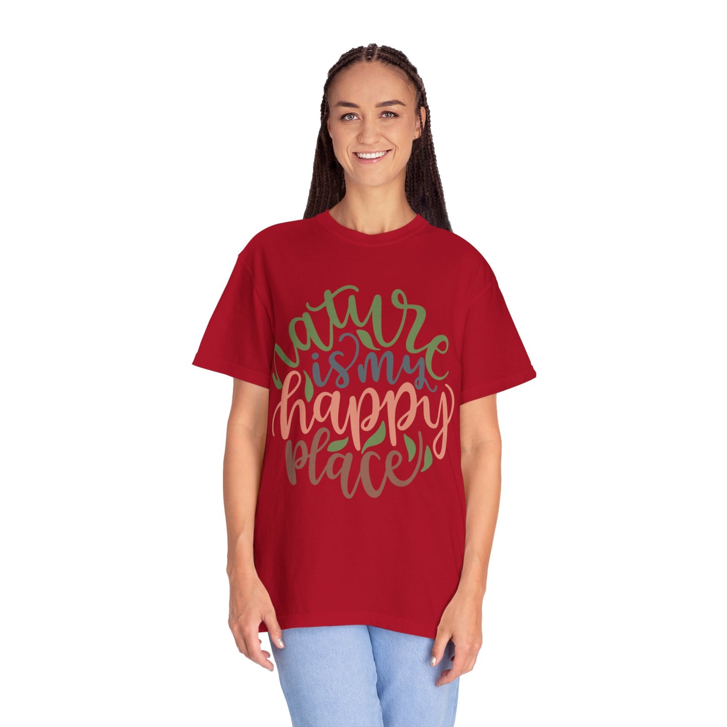 Nature Is My Happy Place Adventure Happiness Trendy Tee Life Journey Fun Memories Paradise Unisex Heavy Cotton T-Shirt