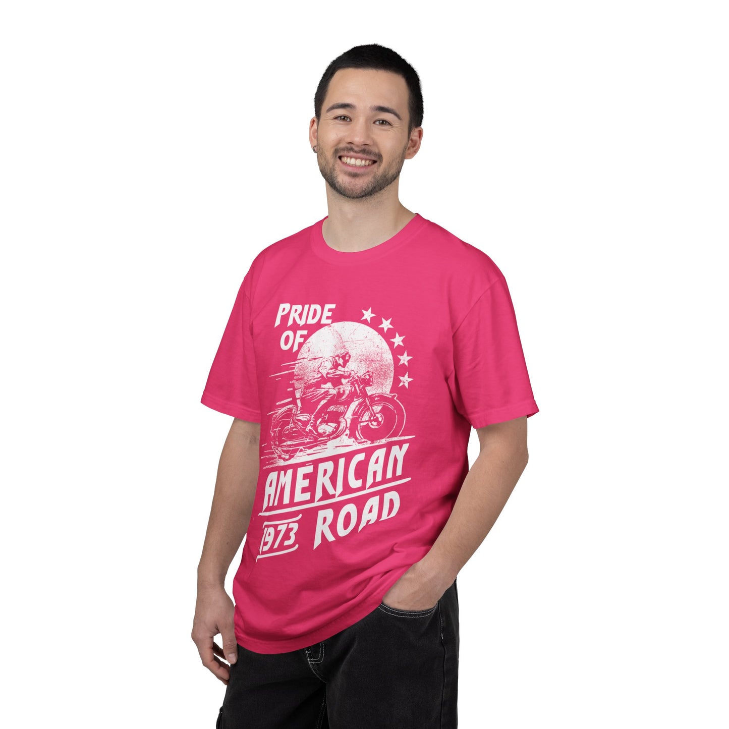 Vintage Pride Of The American Road 1973 Nostalgic Trendy Tee Motorcycle Classic Ride Legendary Bike Unisex Heavy Cotton T-Shirt
