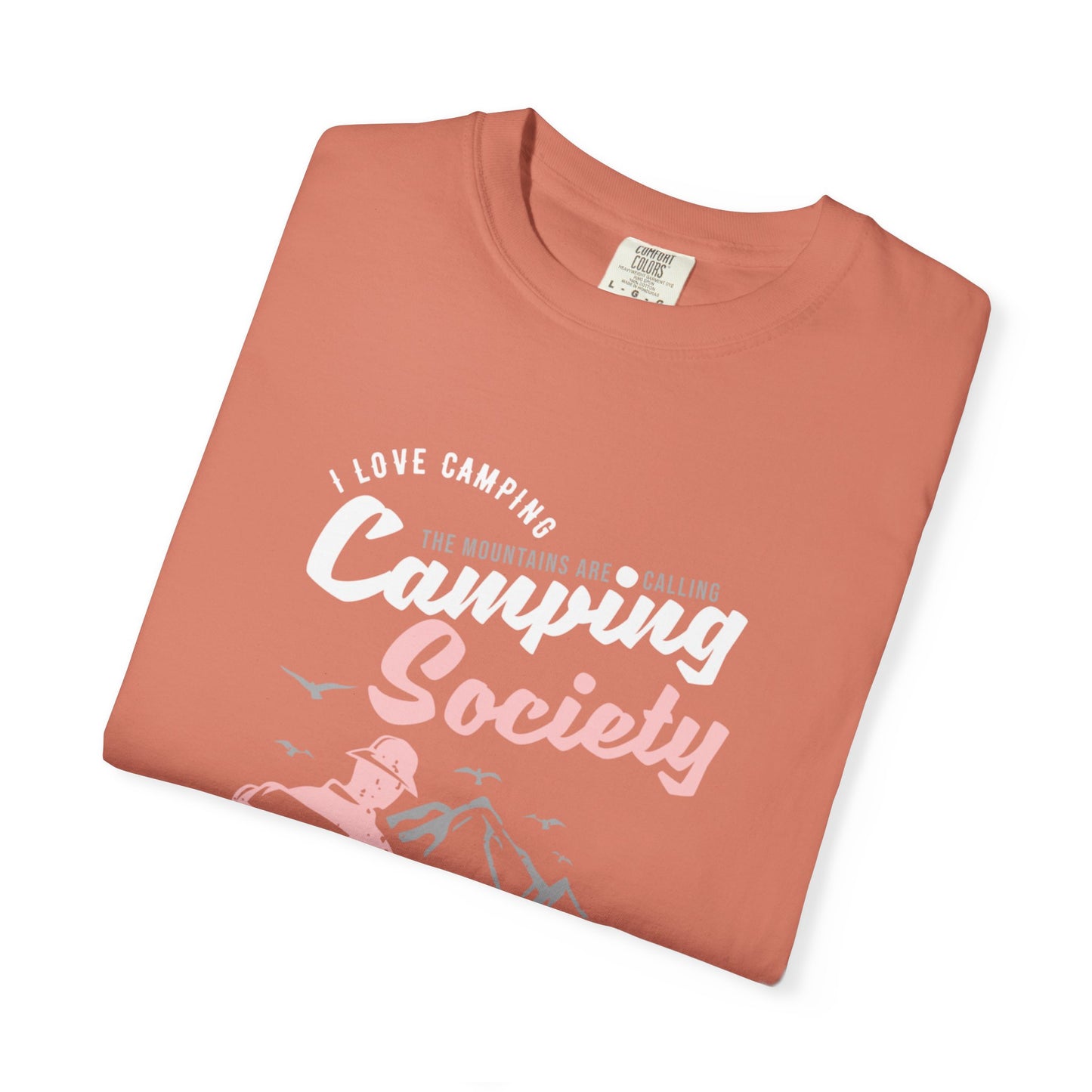 Funny Camping Society I Love Camping Enthusiastic Traveler Sarcastic Adventure Birds In The Mountains Unisex Heavy Cotton T-Shirt