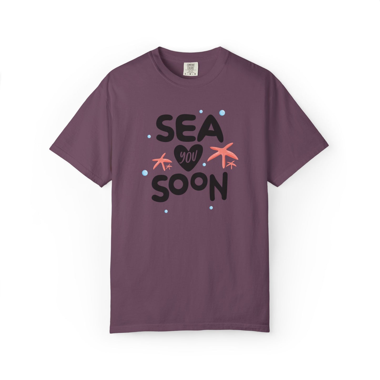 Sea You Soon Sarcastic Tee Ocean Wordplay Seaside Lover Summer Goodbye Ocean Trip Unisex Heavy Cotton T-Shirt