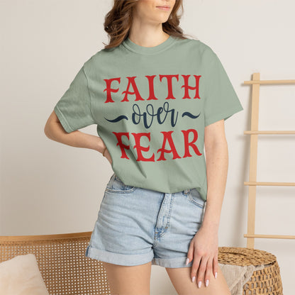 Faith Over Fear Stop Wishing Start Doing Action Goal Setting Modern Tee Achievement Self-Improvement Unisex Heavy Cotton T-Shirt