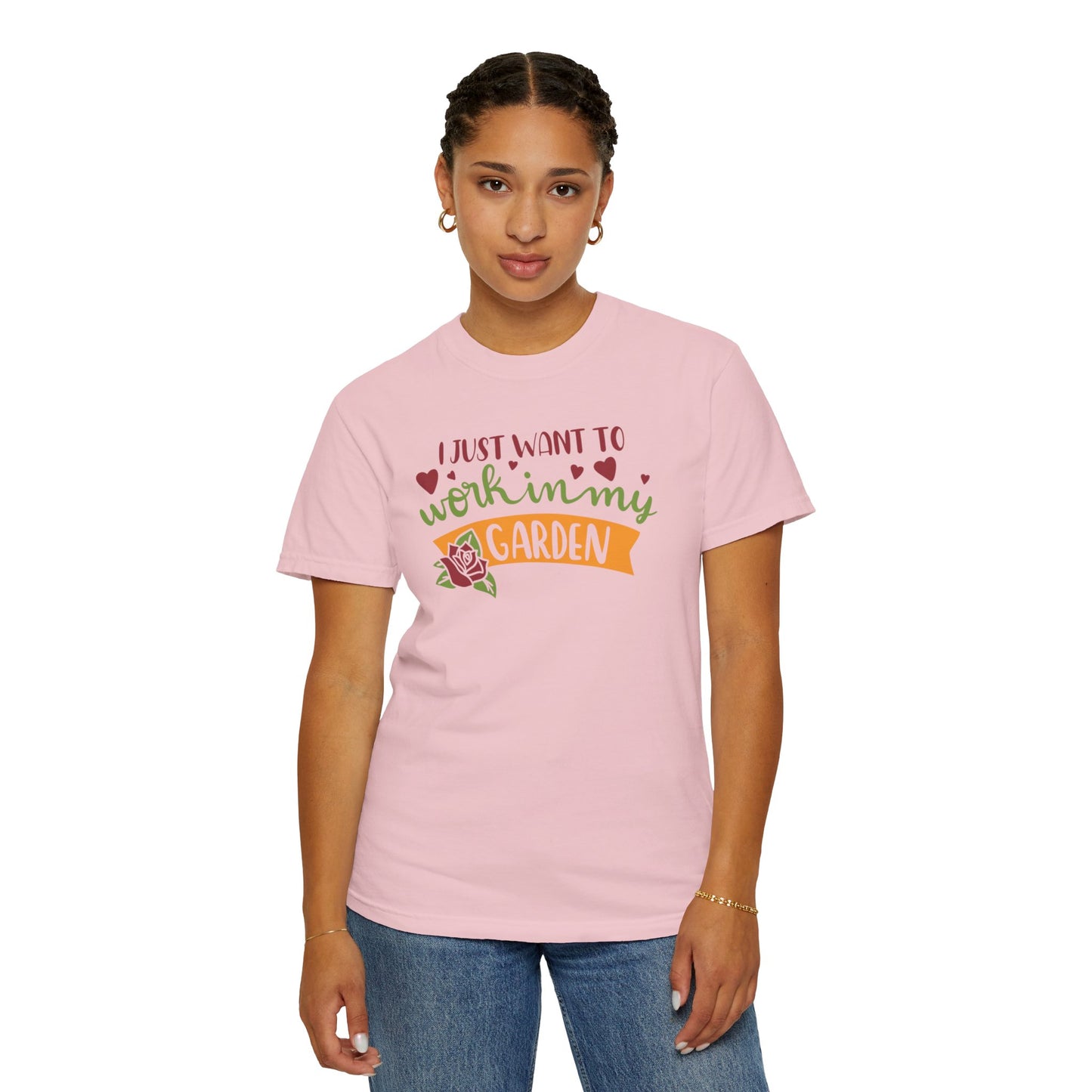 I Just Want To Work In My Garden Plant Enthusiasts Flower Lovers Tee Green Therapy Gardener Leafy Love Unisex Heavy Cotton T-Shirt
