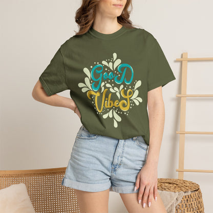 Good Vibes Motivational Tee Let Go Of Negativity Focus On Solutions Growth Mindset Unisex Heavy Cotton T-Shirt