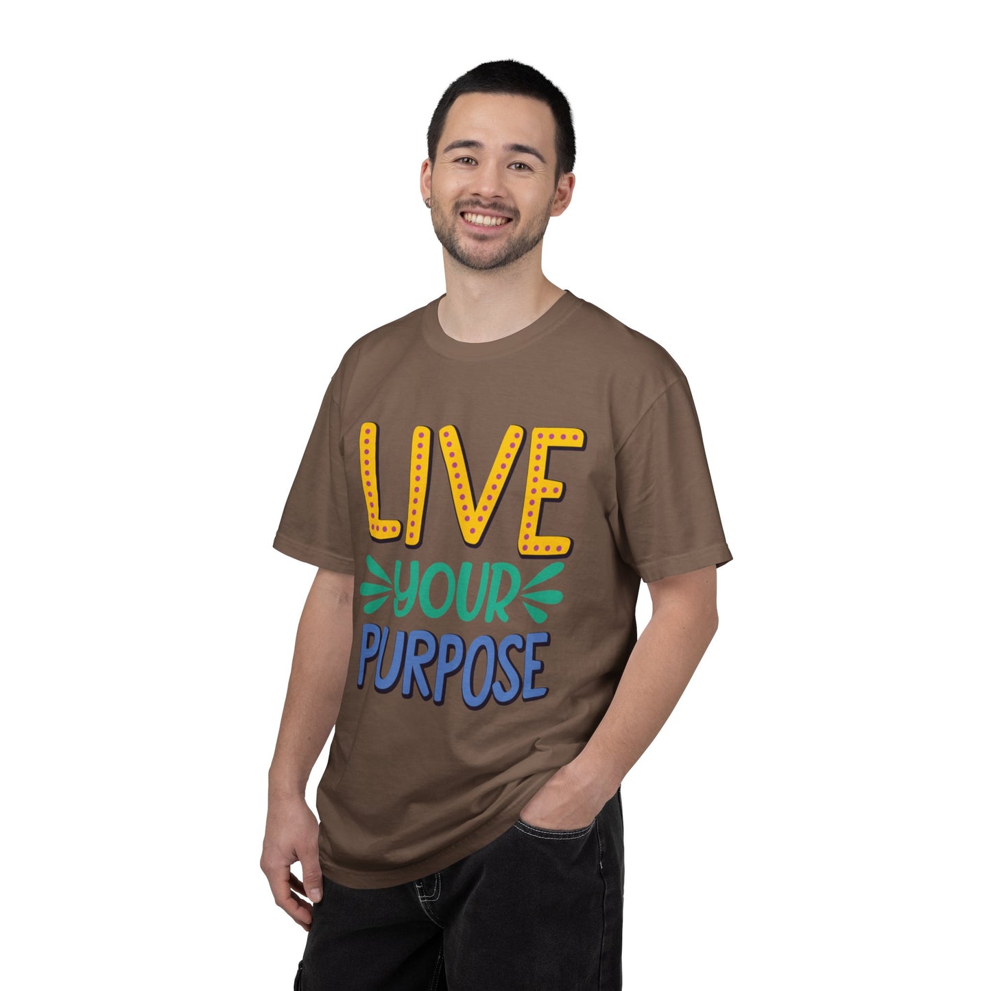 Live Your Purpose Inspirational Tee Stay Focused Positive Message Set Your Goal Empowering Personal Growth Unisex Heavy Cotton T-Shirt