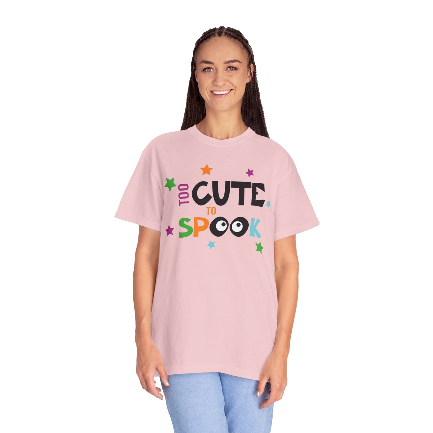 Too Cute To Spook Ghosts Halloween Funny Stylish Tee Spider webs Pumpkins Unisex Heavy Cotton T-Shirt