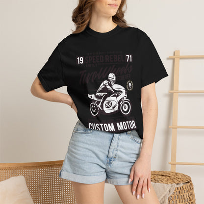Speed Rebel Two Wheels Custom Engine Club Motorbike Lovers Trendy Tee High-speed Rider Adventure Racer Unisex Heavy Cotton T-Shirt