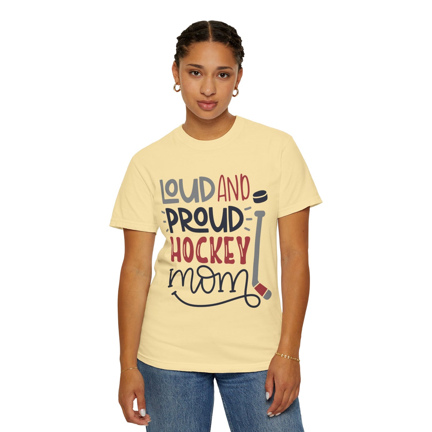 Loud & Proud Hockey Mom Power Play Cheering Stickhandling Sports Tee Legend Unisex Heavy Cotton T-Shirt