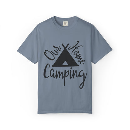 Our Home Camping Freedom Fighter Adventure Lovers Tee Nature Exploration Bonfire Travel Van Unisex Heavy Cotton T-Shirt