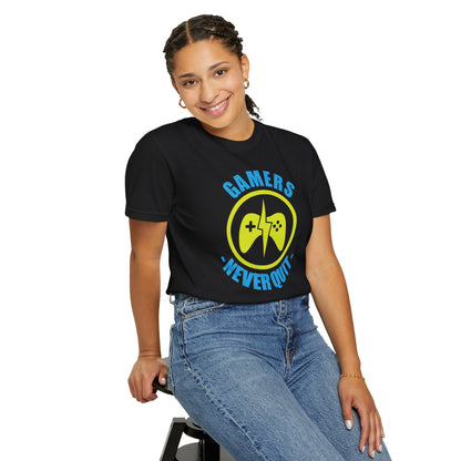 Inspirational Gamers Never Quit Virtual Immortality Forever A Gamer Immortalized In Pixels Unisex Heavy Cotton T-Shirt