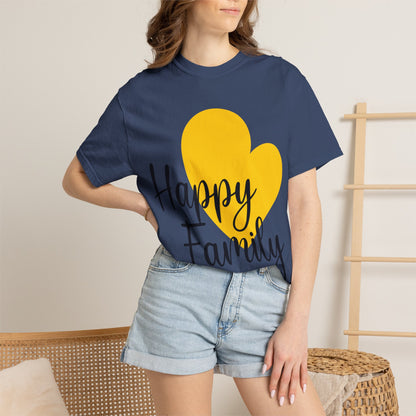 Happy Family Peaceful Paradise Tee Cherished Space Heartfelt Haven Unisex Heavy Cotton T-Shirt