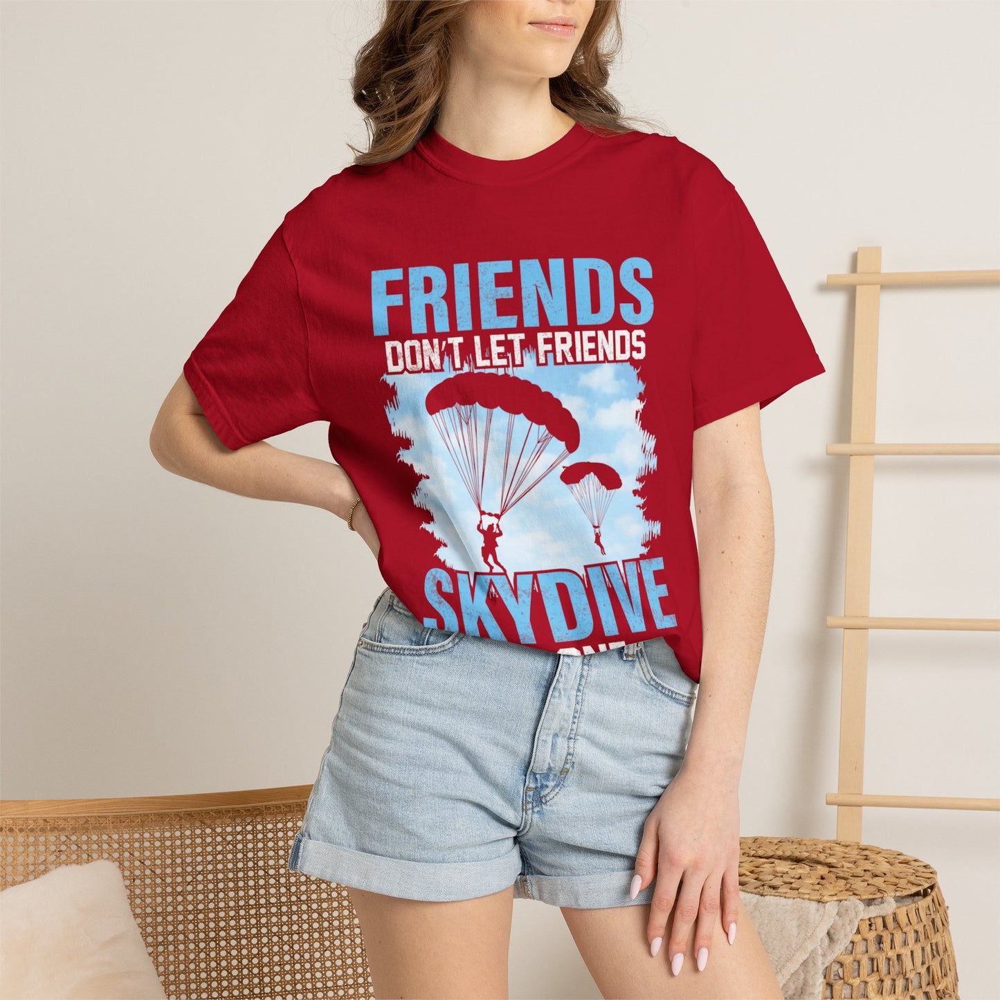 Adventurous Friends Don’t Let Friends Skydive Alone Thrill-Seeker Lifestyle Adventure Enthusiast Skydiving Community Unisex Heavy Cotton T-Shirt
