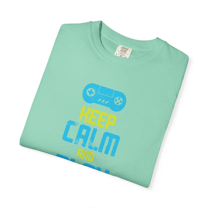 Funny Keep Calm And Play Games Pro Gamer Skills Gaming Mindset Sarcastic Gameplay Optimization Unisex Heavy Cotton T-Shirt