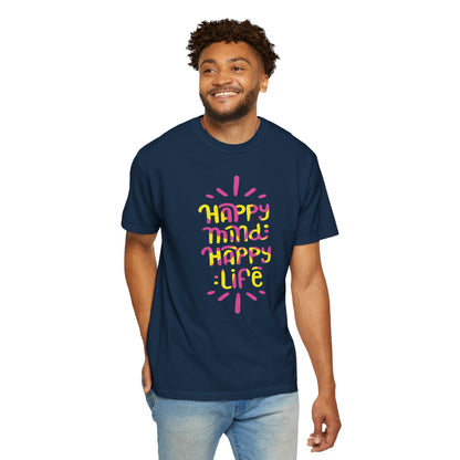 Happy Mind Happy Life Love Hope Worship Eternity Tee Peaceful Living Religious Beliefs Unisex Heavy Cotton T-Shirt