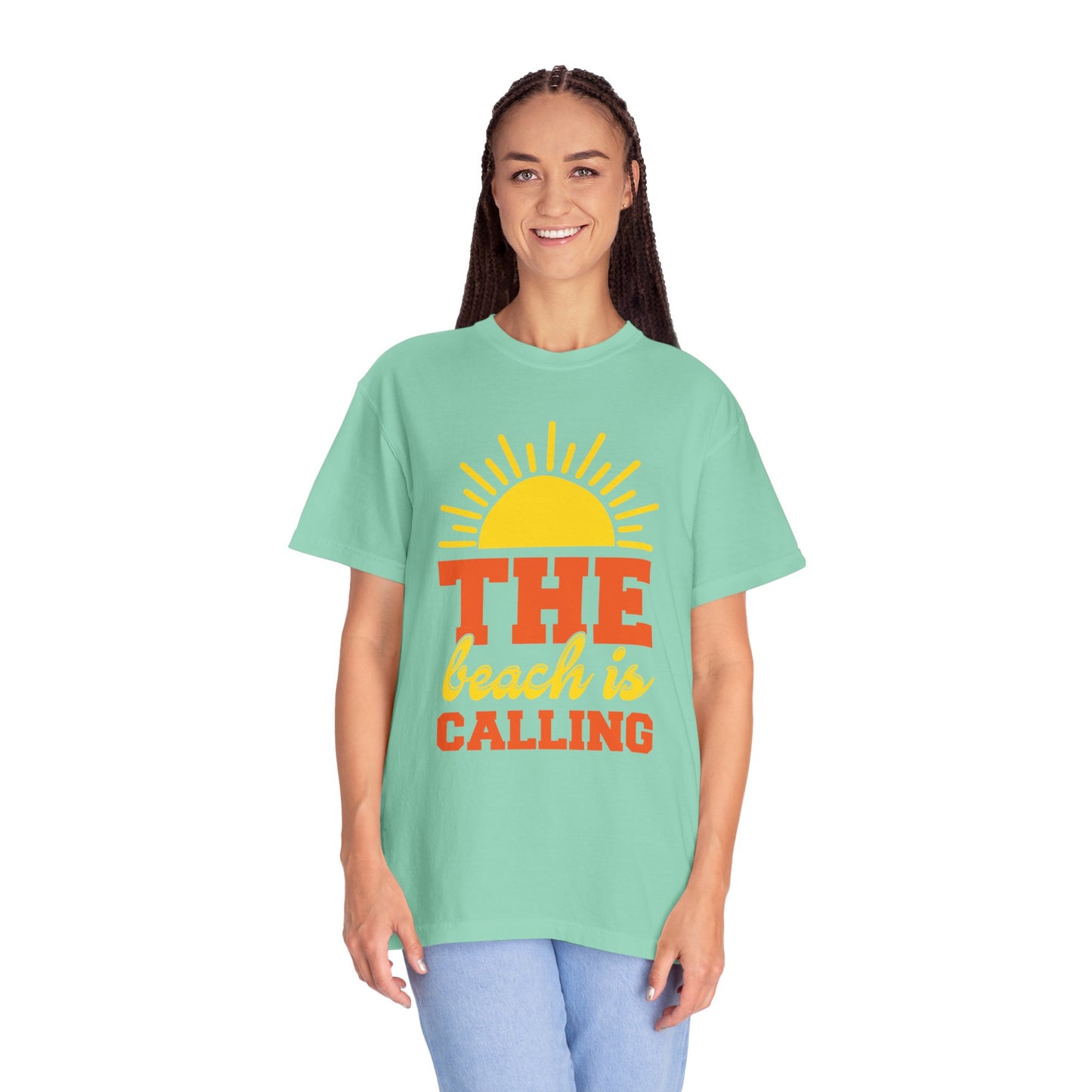 Enjoyable The Beach Is Calling Beach Life Sun Sand Sea Sun Kissed Sea Breeze Beach Sun Glasses Palm Trees Unisex Heavy Cotton T-Shirt
