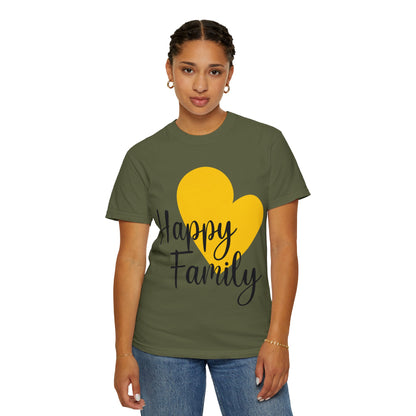 Happy Family Peaceful Paradise Tee Cherished Space Heartfelt Haven Unisex Heavy Cotton T-Shirt