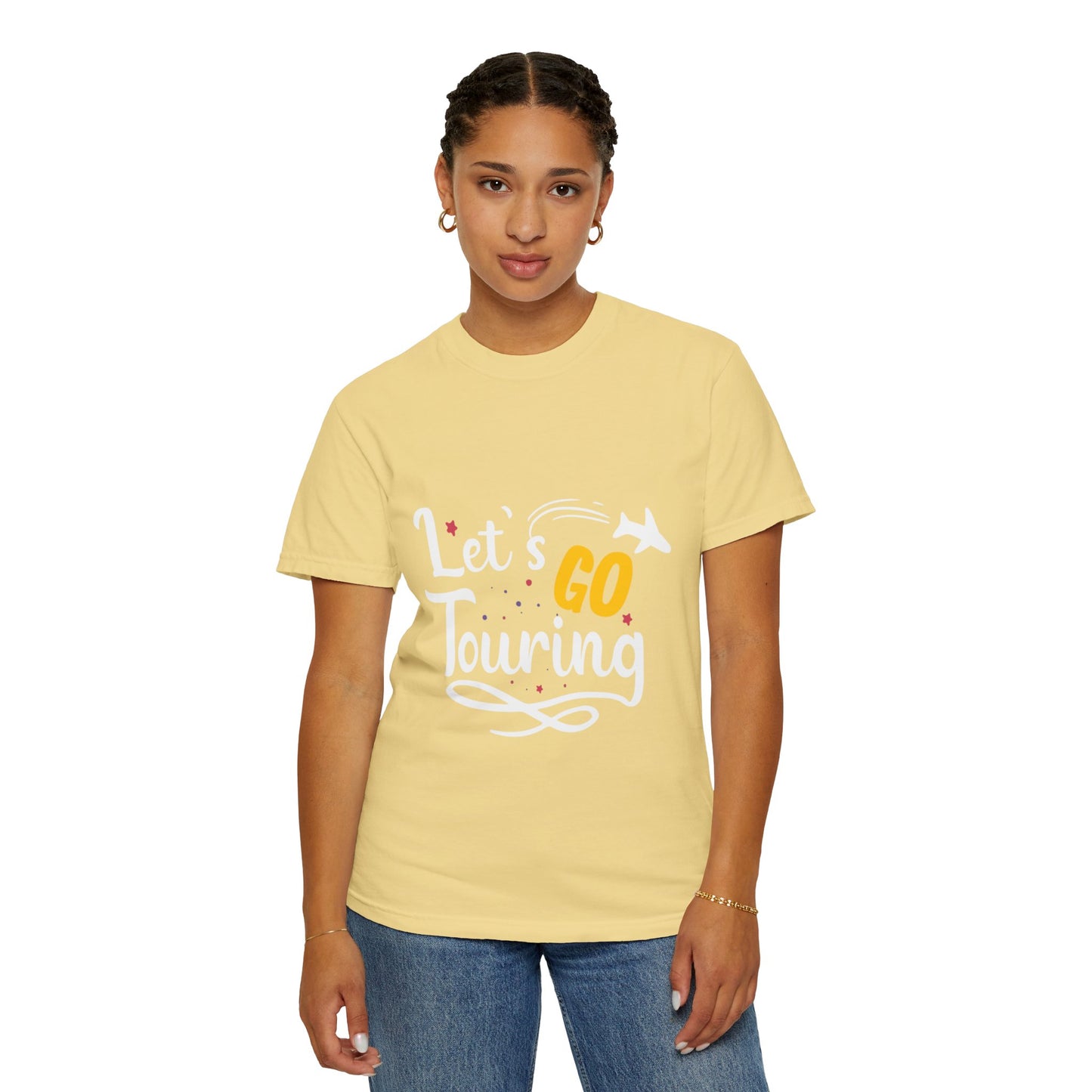 Let’s Go Touring Trendy Tee Travel Addict Exploring Adventurous Tour Lover Tourist Journey Unisex Heavy Cotton T-Shirt