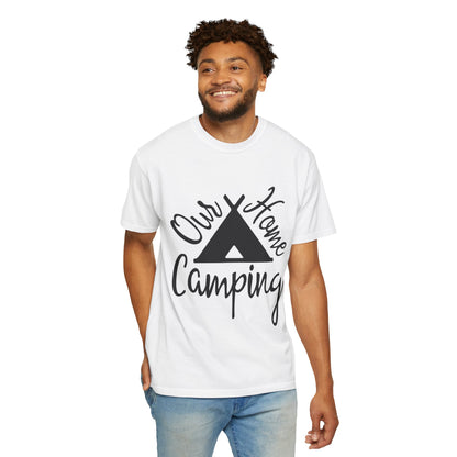 Our Home Camping Freedom Fighter Adventure Lovers Tee Nature Exploration Bonfire Travel Van Unisex Heavy Cotton T-Shirt