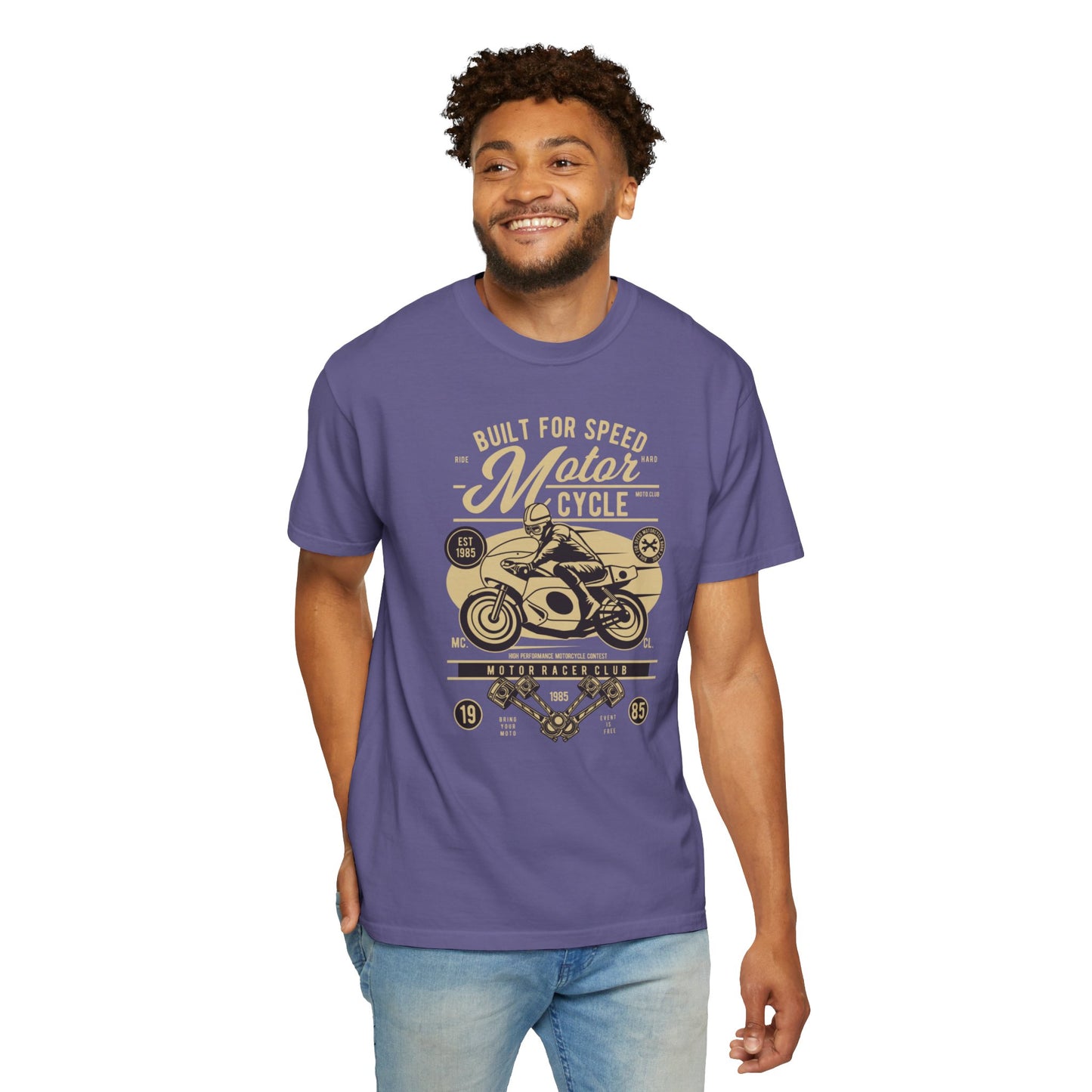 Built For Speed Motorcycle Custom Engine Club Motorbike Lovers Trendy Tee High-speed Rider Adventure Racer Unisex Heavy Cotton T-Shirt