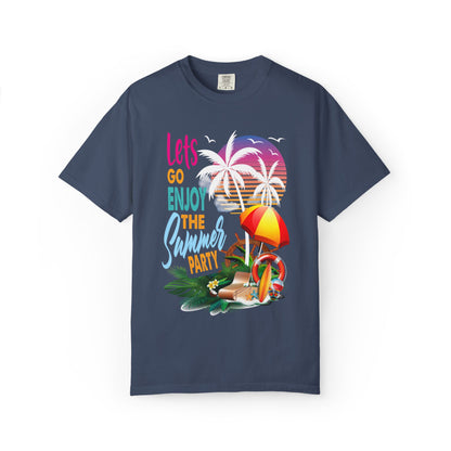 Exciting Lets Go Enjoy The Summer Party Summer Adventure Camp Beach Days Ice Cream Road Trips Unisex Heavy Cotton T-Shirt
