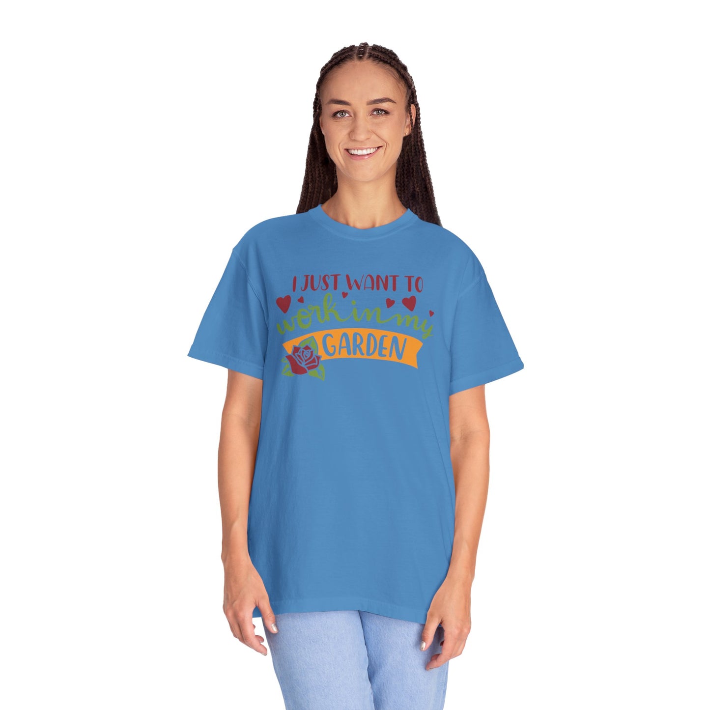 I Just Want To Work In My Garden Plant Enthusiasts Flower Lovers Tee Green Therapy Gardener Leafy Love Unisex Heavy Cotton T-Shirt