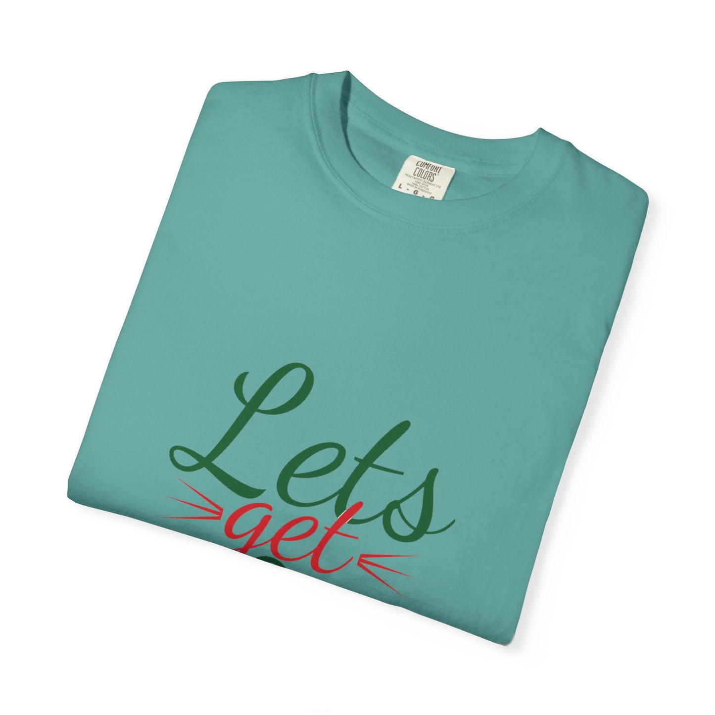 Let’s Get Lit Sparkly Bows Merry Christmas New Year Celebration Festive Season Xmas Tree Fireworks Unisex Heavy Cotton T-Shirt