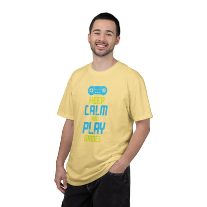 Funny Keep Calm And Play Games Pro Gamer Skills Gaming Mindset Sarcastic Gameplay Optimization Unisex Heavy Cotton T-Shirt