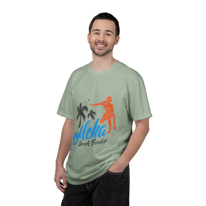 Funny Aloha Beach Paradise White Sand Coconut Tress Beach Party Beach Bar Beach Surfers Unisex Heavy Cotton T-Shirt