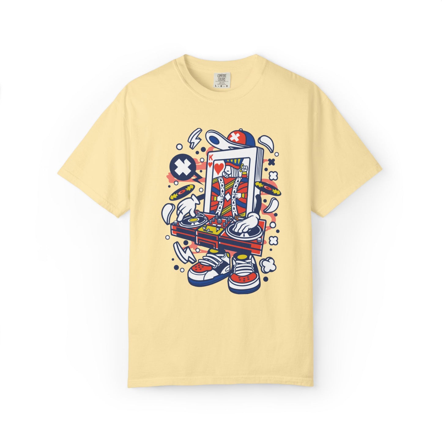 Dj King Play Card Hip Hop Vibes Trends Pop Visuals Tee Remixes Music Producer Unisex Heavy Cotton T-Shirt