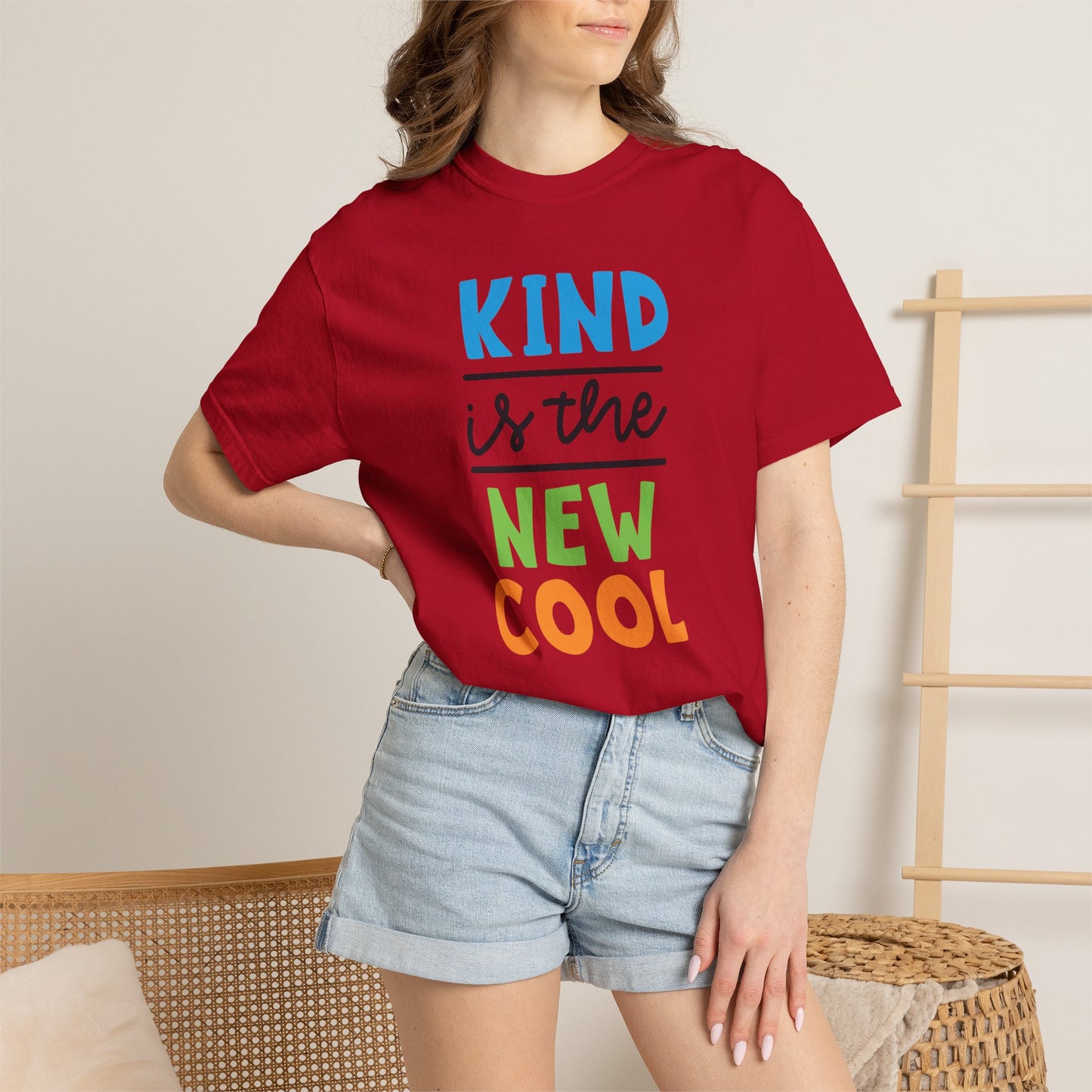 Kind Is The New Cool Positive Affirmation Tee Heartfelt Advice Inspirational Words Unisex Heavy Cotton T-Shirt